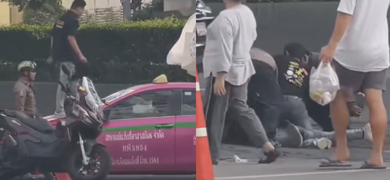 หนุ่มหัวร้อนทะเลาะแฟนสาวกลางถนนปิ่นเกล้า แท็กซี่พาหนีให้ ยังไม่หยุดโหด กระโดดขึ้นหลังคารถทุบกระจกพังยับ ตำรวจรวบตัวดำเนินคดี